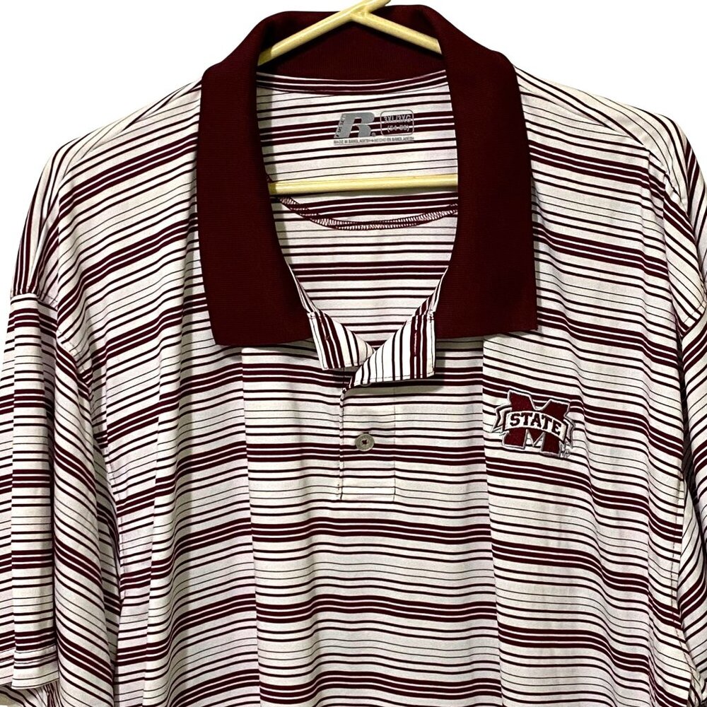 Russell Mississippi State University Bulldogs‎ Mens Golf Polo Shirt 3XL Striped